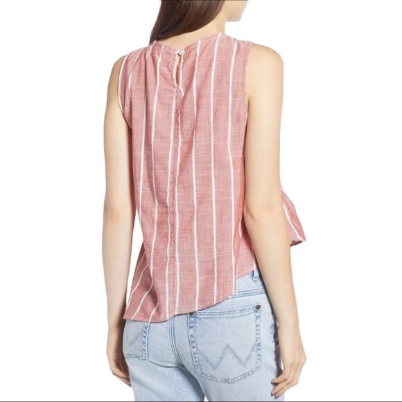 BP. Red Stripe Asymmetrical Peplum Summer Tank Top Small - Picture 8 of 8